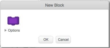 popup for creating a new scrtach block