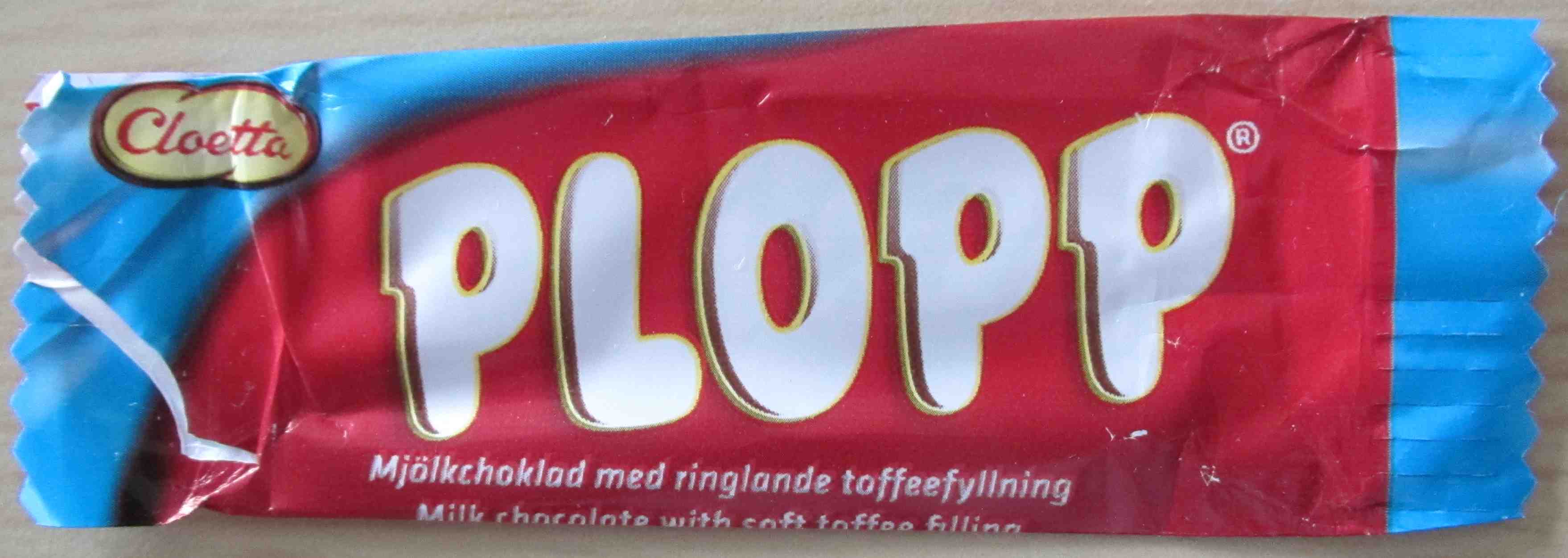 wrapper of the Plopp candy bar I received from Rebecca Rikner
