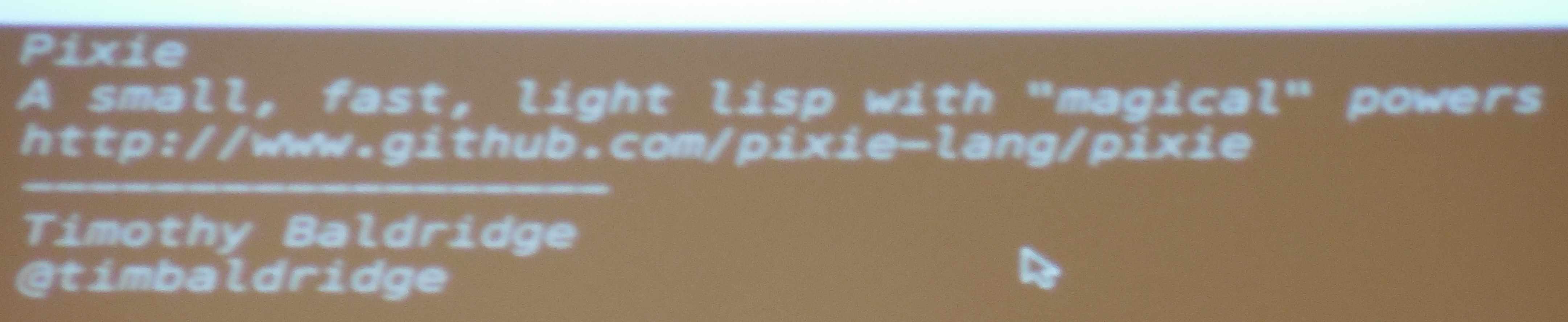 the opening screen for the Pixie talk