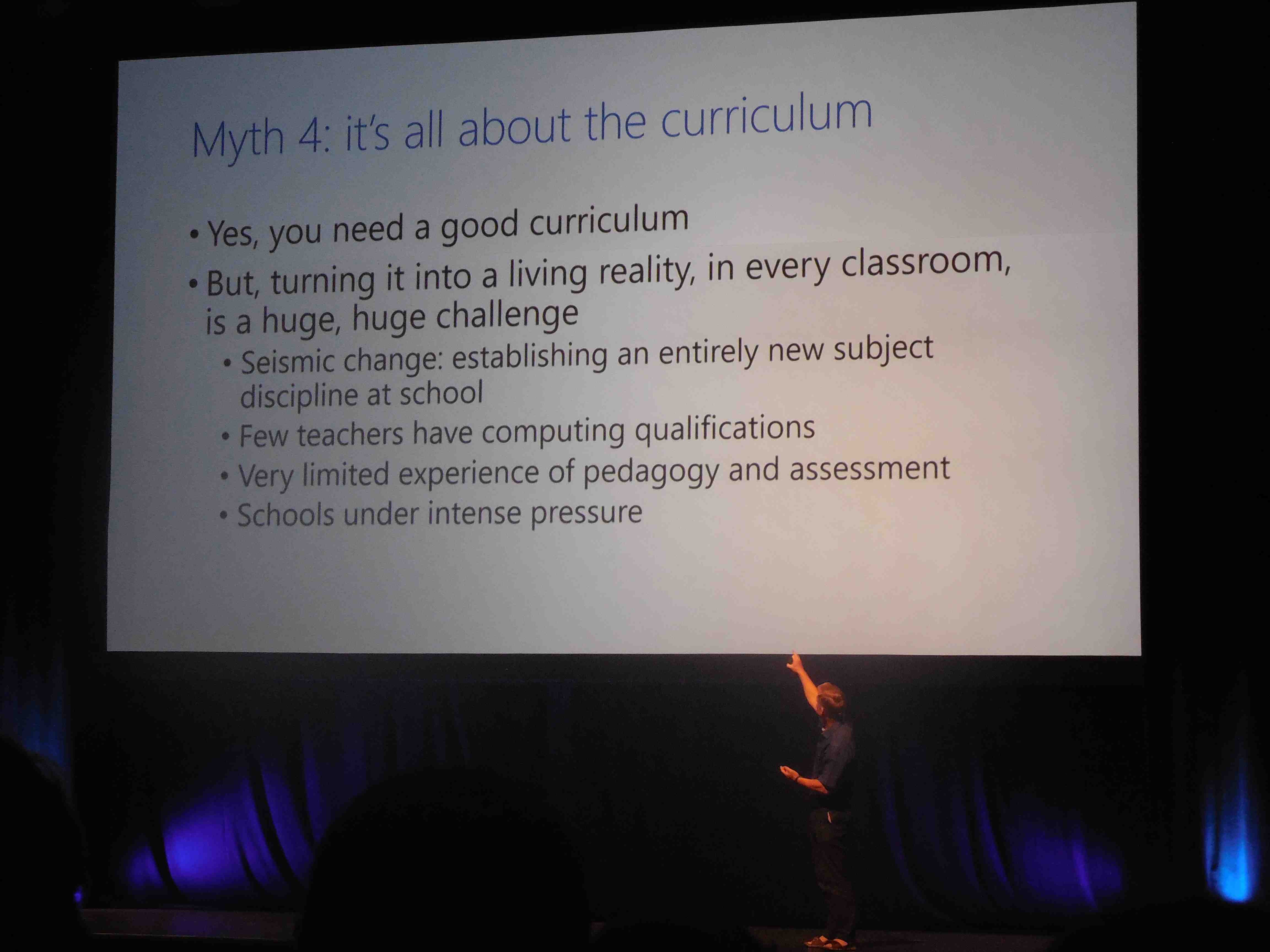 Simon Peyton discusses one of the myths of getting CS into the primary and secondary classroom: it's all about the curriculum