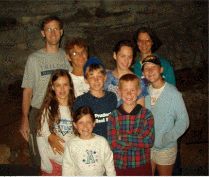 The family inside Mammoth Cave