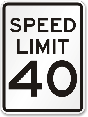 traffic sign: 40 MPH speed limit