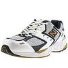 New Balance 766 shoes, blue and gold trim