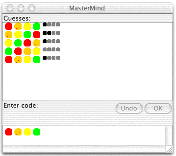 snapshot of a Mastermind game